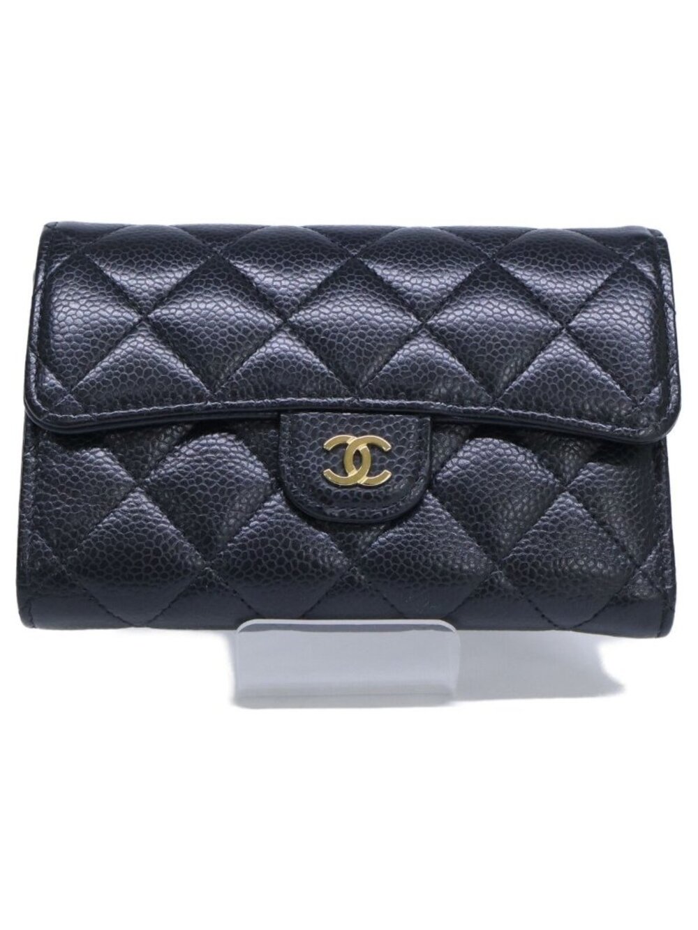 Chanel Caviar Leather Quilted Medium Flap Wallet Trifold